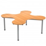 Kleeblatt 4er Tisch, 139x139 cm (B/T), höhenverstellbar 58-72 cm, 
